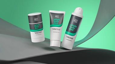 Die neuesten Deodorant-Produkte von Dove Men+Care – entwickelt, um den ganzen Körper vor Gerüchen zu schützen.