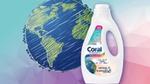 Coral Optimal Color mit recyceltem CO2 neben einer gezeichneten Erdkugel.