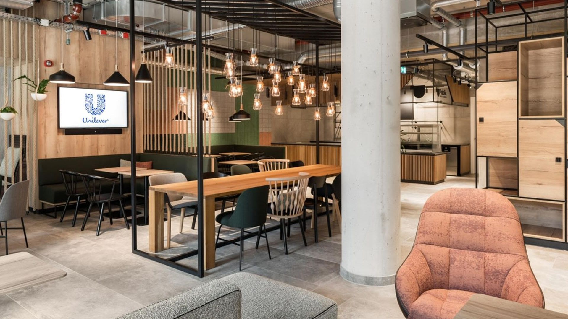 Das Café im Erdgeschoss der Neuen Burg, Unilever-Zentrale für Deutschland, Österreich und die Schweiz