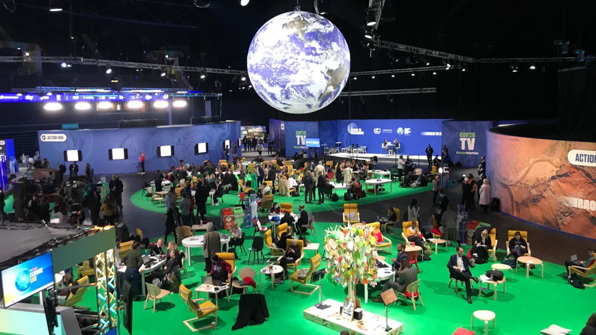 Ein Konferenzraum zum Thema Klimawandel bei den Vereinten Nationen.